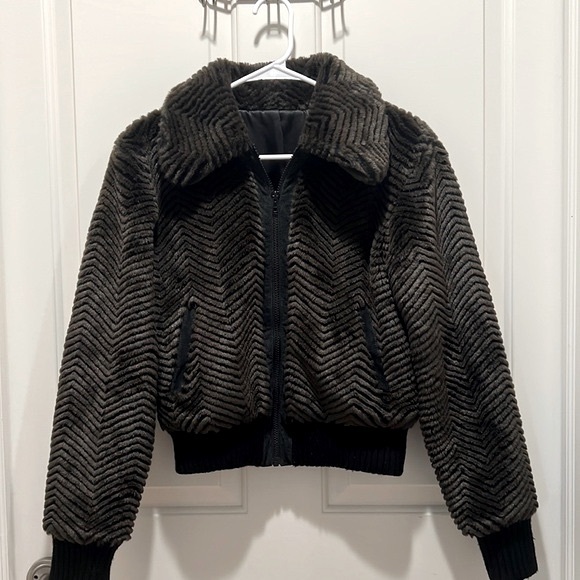 Express Vintage Brown Faux Fur Coat - Picture 2 of 11